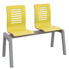 CARMEN PLUS 2, dřevěná lavice do čekárny, 2-sedák, vanilková, kostra stříbrná